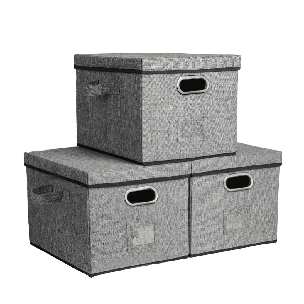 Large Storage Bins with Lids, 3-Pack Closet Organizers