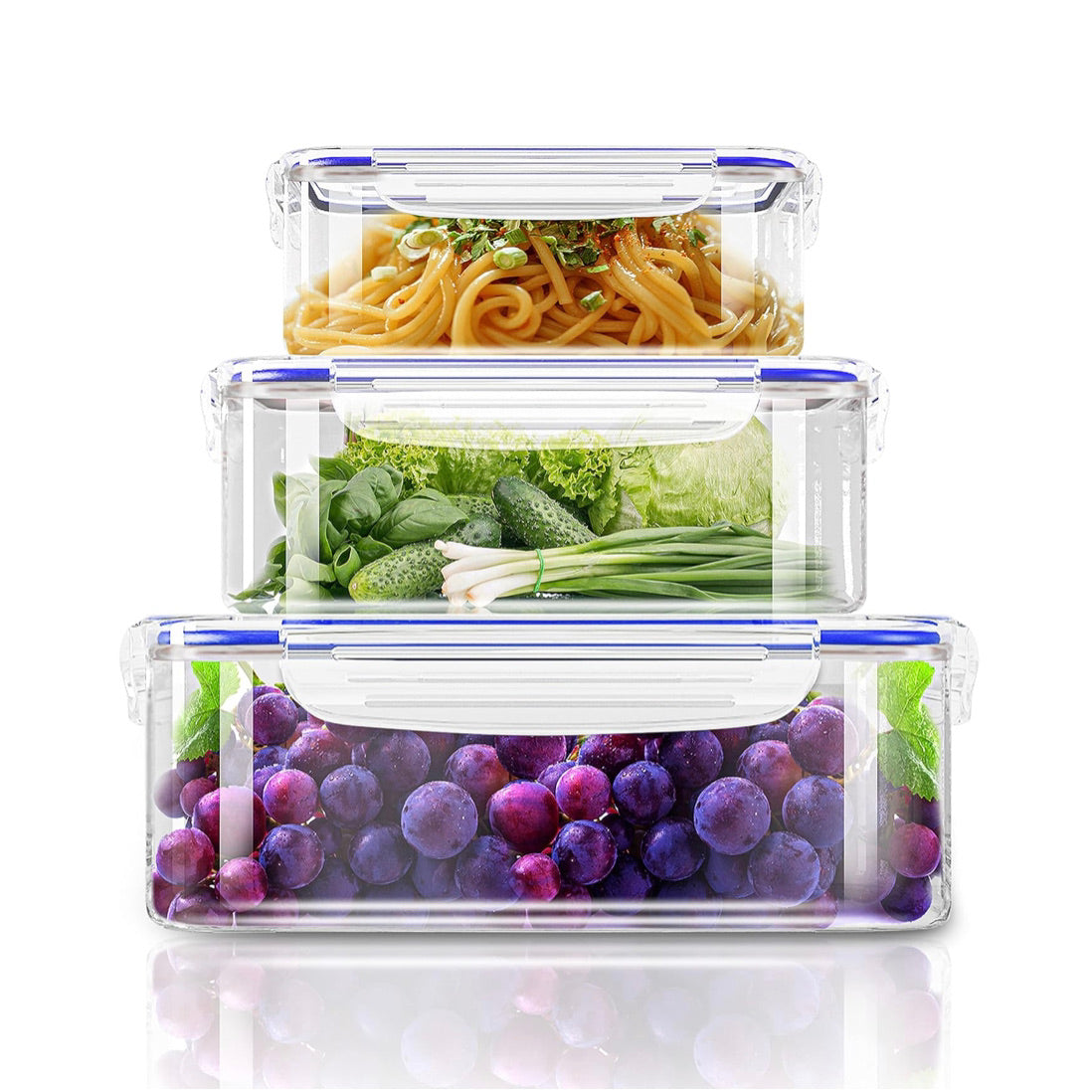 6 Packs Kitchen Plastic Food Storage Container
