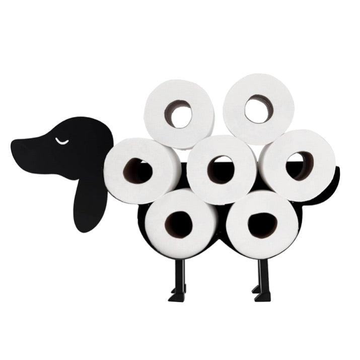 Funny Toilet Paper Holder Shelf - Black Dog
