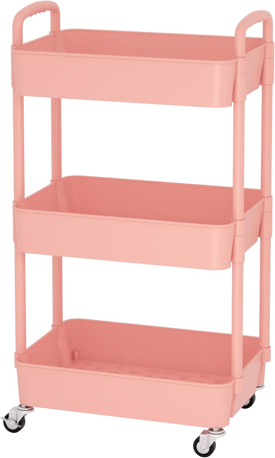 3-Tier Plastic Rolling Utility Cart with Handle
