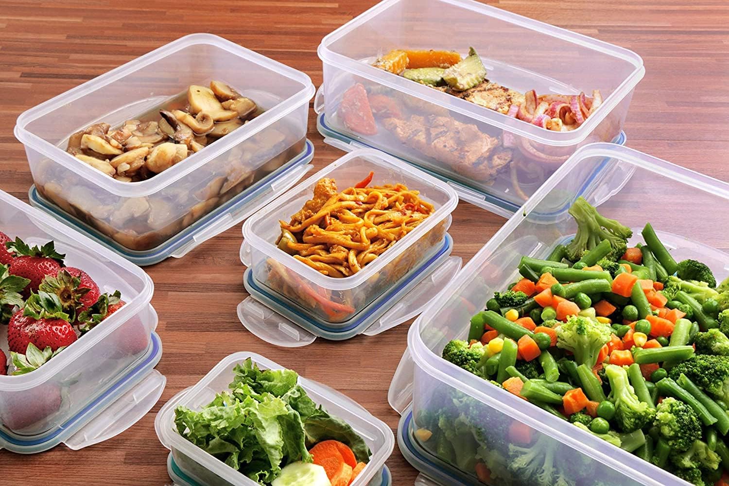 6 Packs Kitchen Plastic Food Storage Container