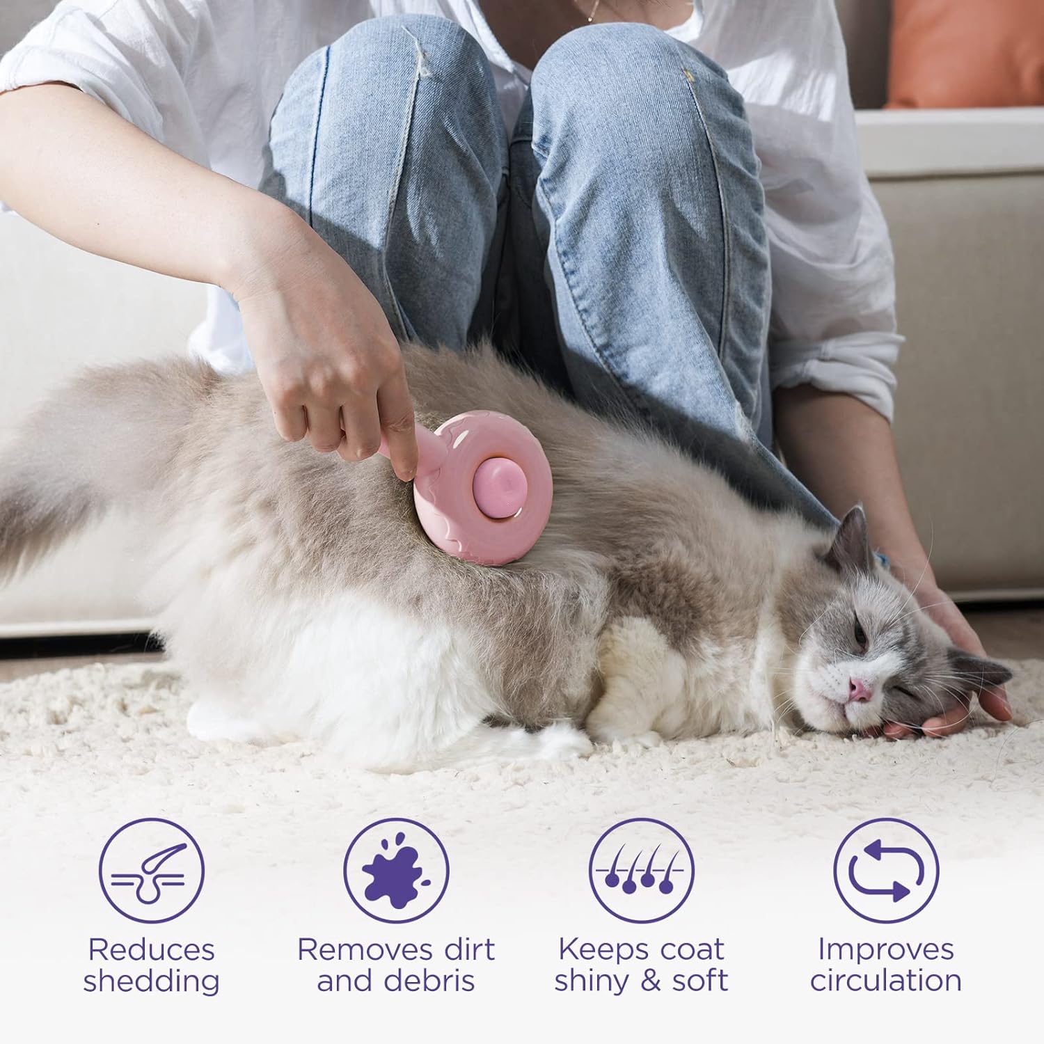 Pet Grooming Brush for Cats and Dogs