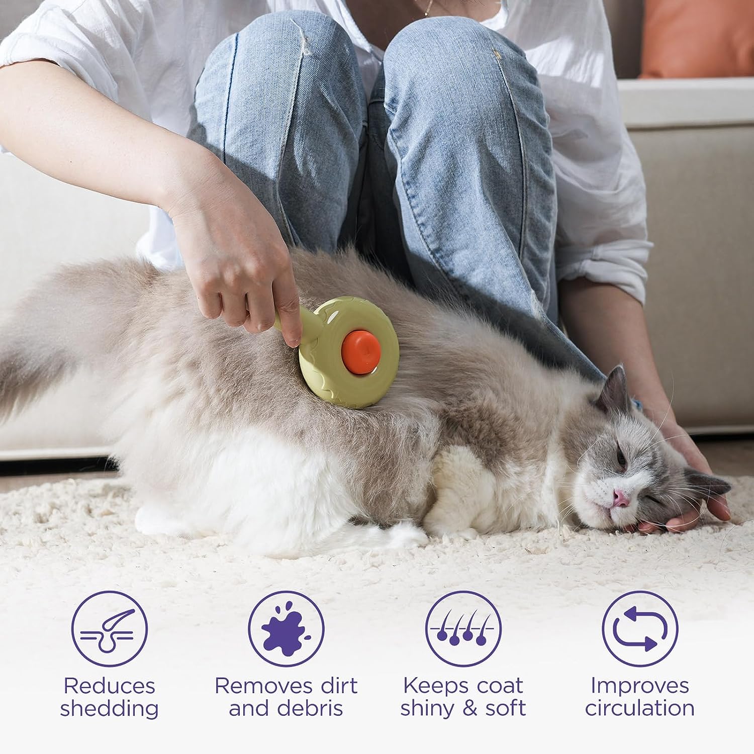 Pet Grooming Brush for Cats and Dogs