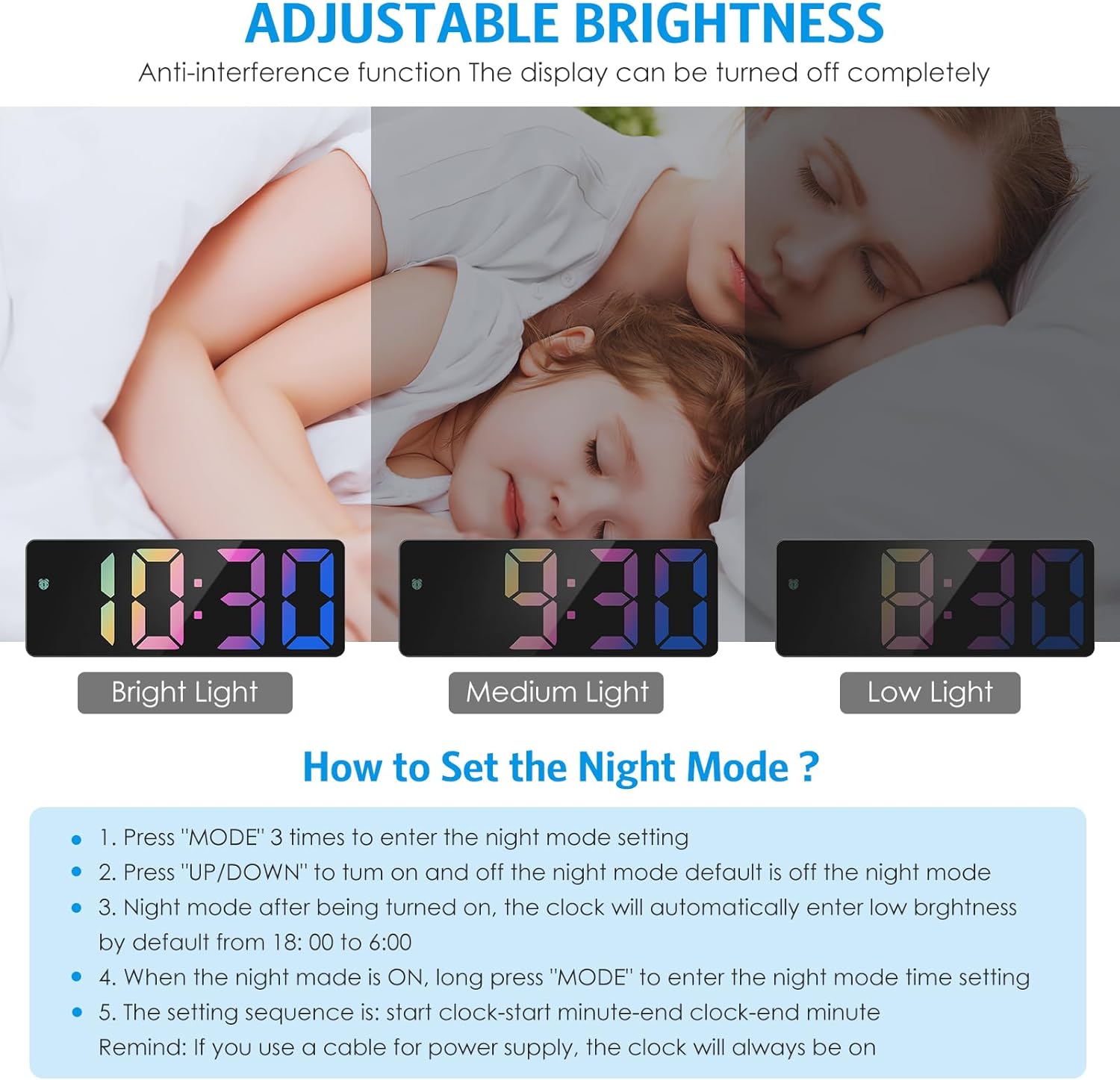 Rainbow Digital LED Alarm Clocks