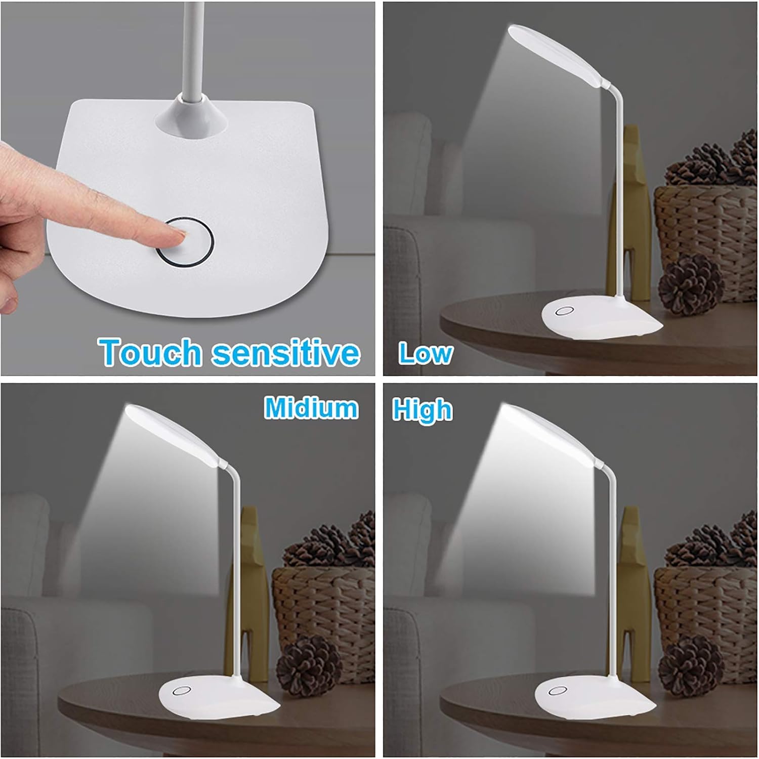 Desk Lamp with Flexible Gooseneck 3 Level Brightness