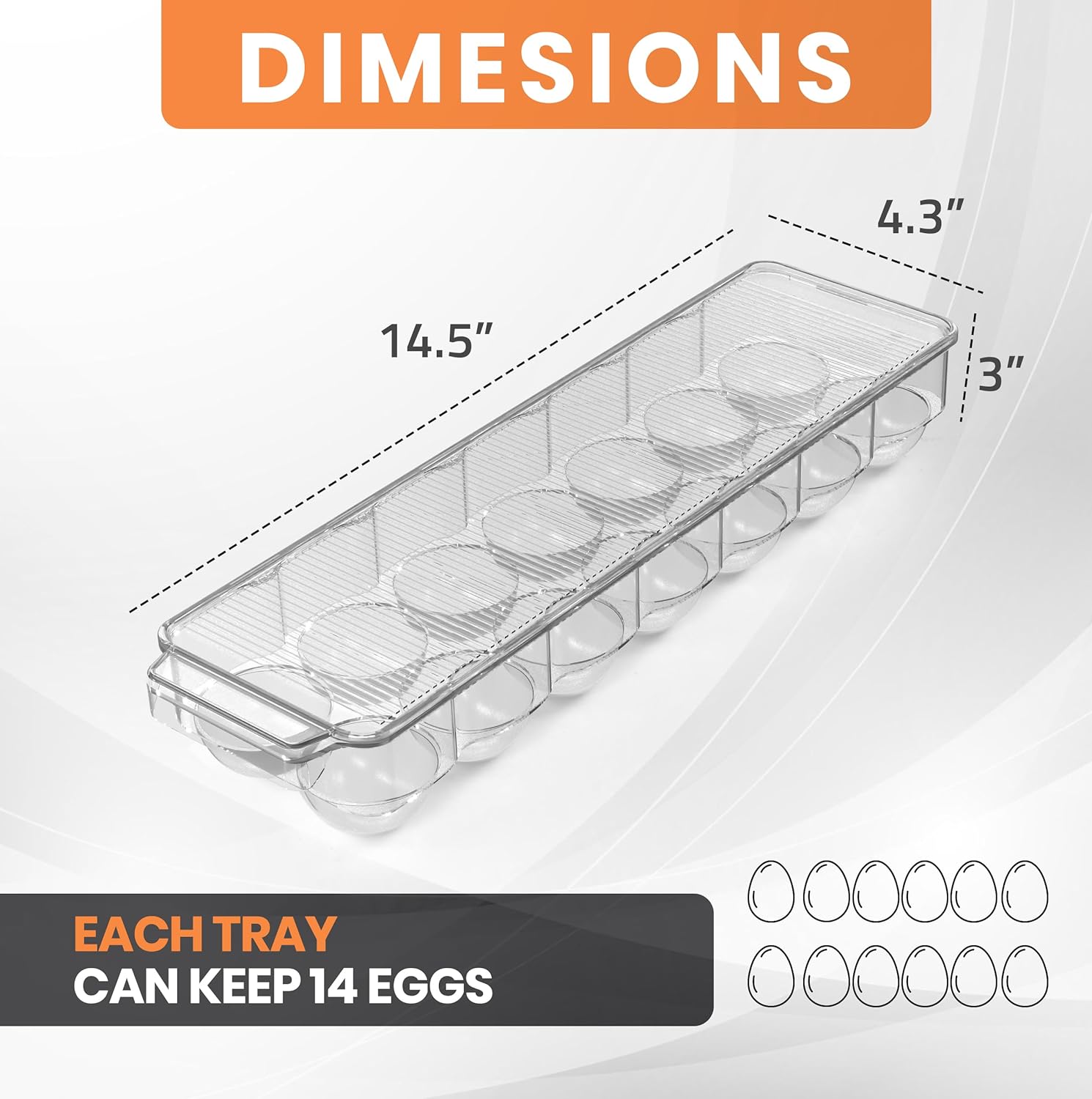 Egg Container For Refrigerator Pack of 2-14 Egg
