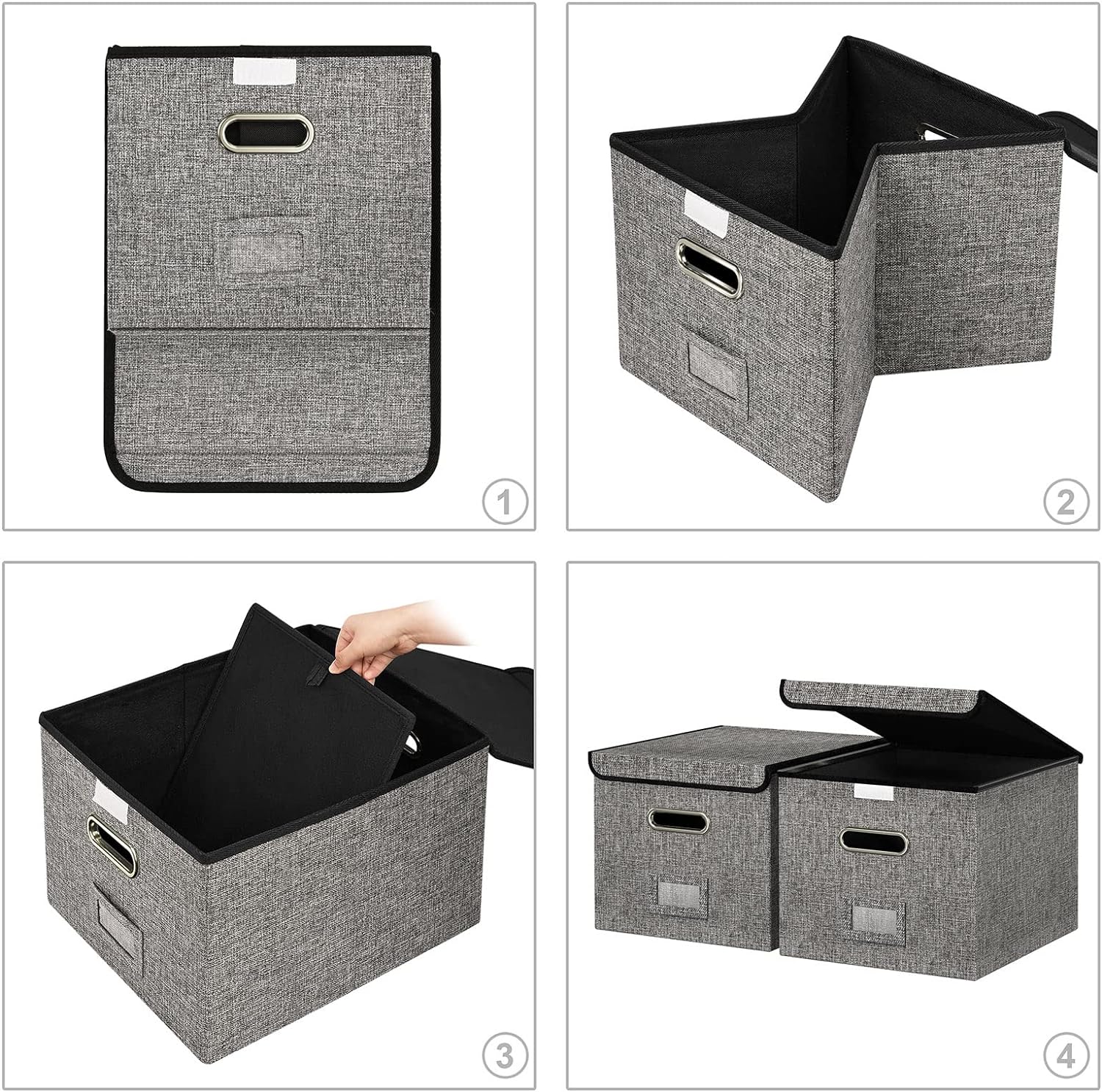 2 Packs File Organizer Box with lid with 5 file folders