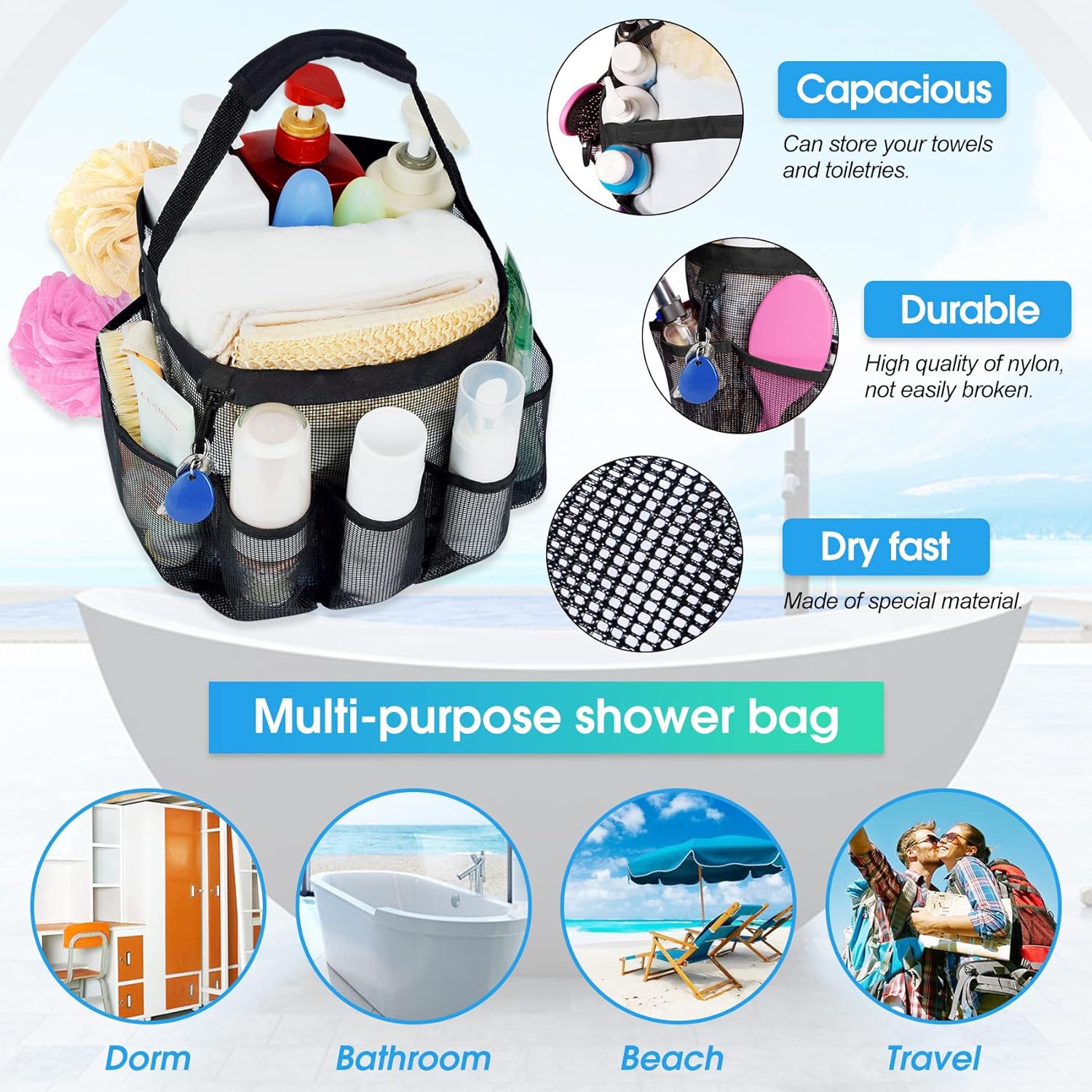 Shower Caddy Portable for College Dorm Room