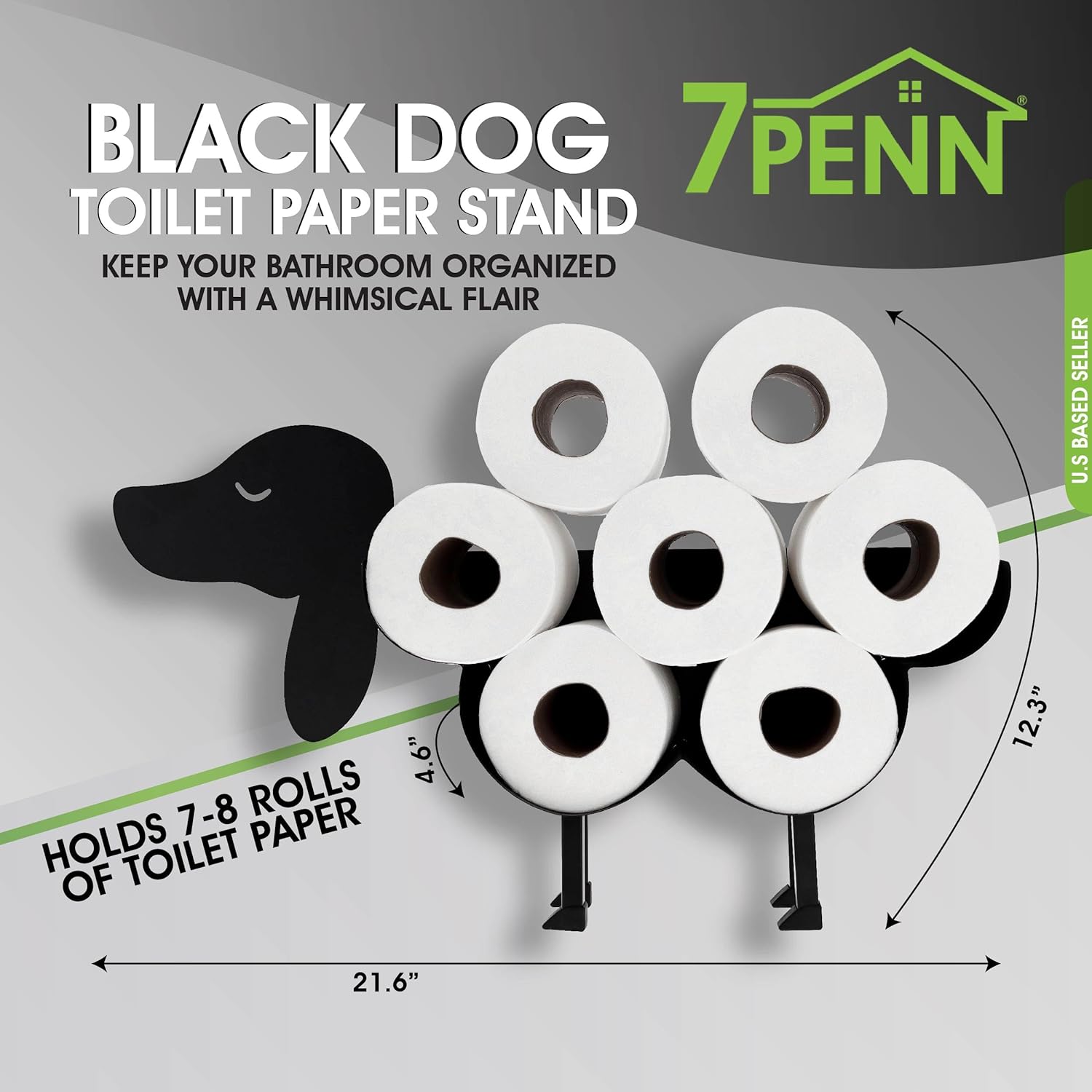 Funny Toilet Paper Holder Shelf - Black Dog